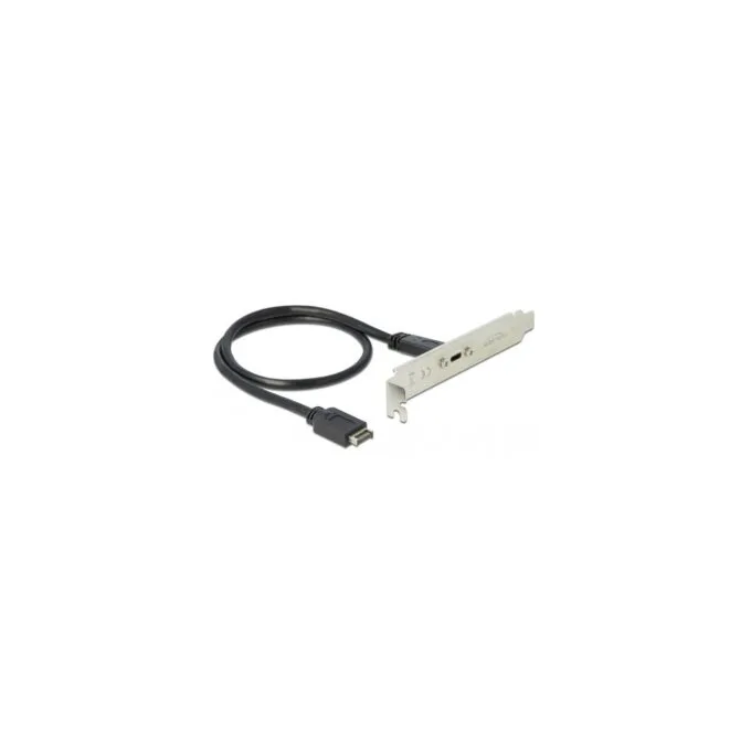 USB 3.2 Gen 2 slot bracket, Key A male to USB-C female, cable — image 1
