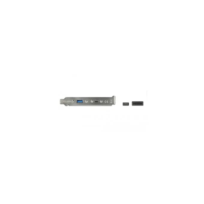 USB 3.2 Gen 2 slot cover, Key A male + 19 pin to USB-C + USB-A female — image 2