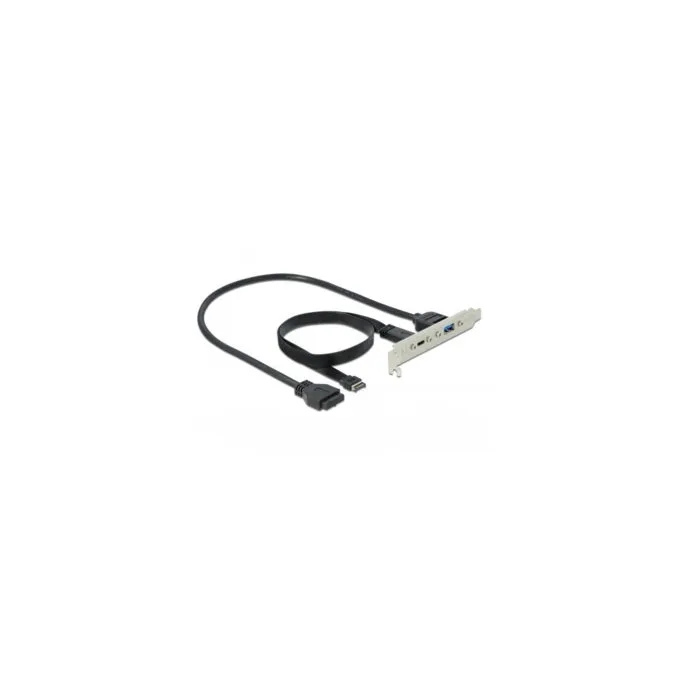 USB 3.2 Gen 2 slot cover, Key A male + 19 pin to USB-C + USB-A female — image 1