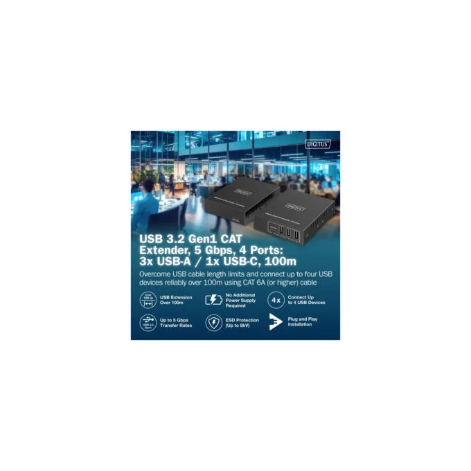 USB 3.2 Gen1 CAT Extender-Set, 5Gbps, 100 Meter, USB-Extender — image 8
