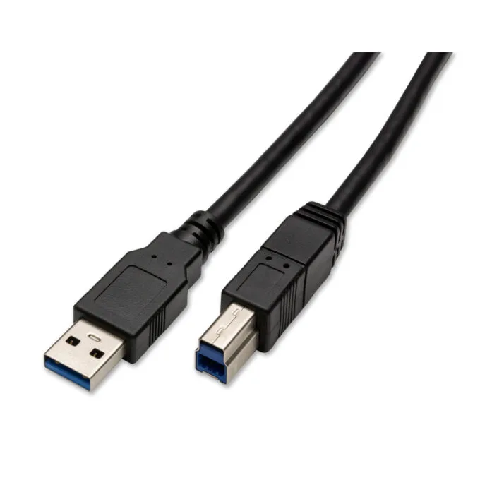 USB-A to USB-B Cable 2m - Black - USB 3.0 (5 Gbps), Nickel-Plated Metal Connectors, PVC Jacket — image 1