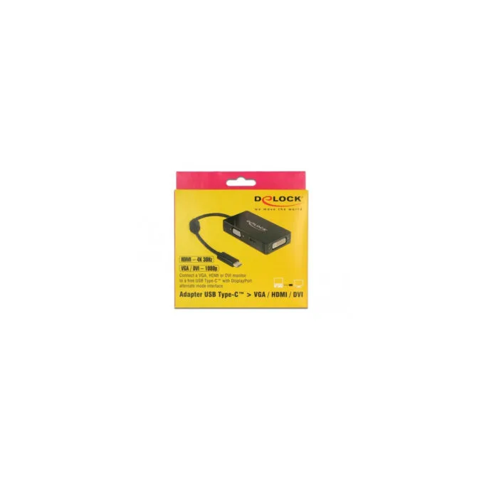 USB adapter, USB-C male to VGA + HDMI + DVI female — image 2