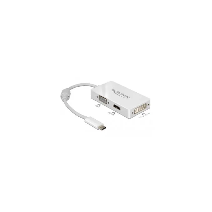 USB adapter, USB-C male to VGA + HDMI + DVI female — image 1