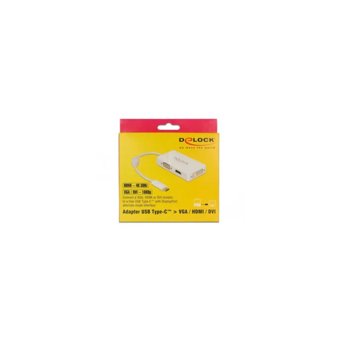USB adapter, USB-C male to VGA + HDMI + DVI female — image 2