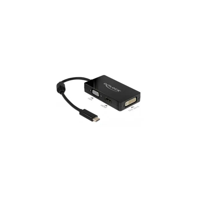 USB adapter, USB-C male to VGA + HDMI + DVI female — image 1