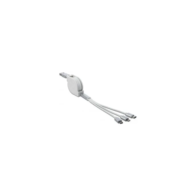 USB Aufrollladekabel, USB-A to Micro-USB + USB-C + Lightning — image 1