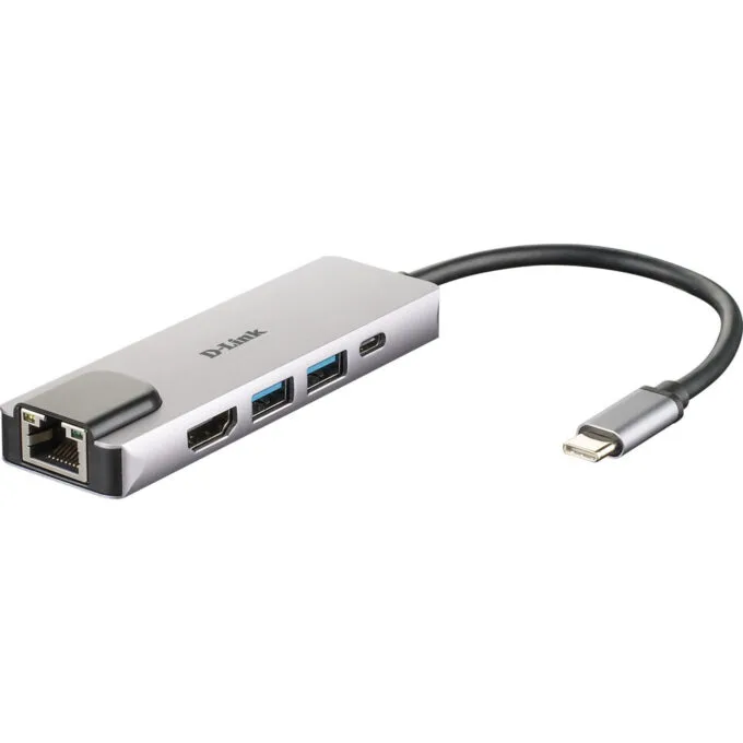 USB-C HUB 5-Port D-Link DUB-M520 - Silver/Black - 60W PD, HDMI 4K, Thunderbolt 3 — image 1