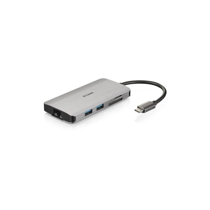 USB-C HUB 8-Port D-Link - DUB-M810 - HDMI 4K, 3x USB 3.0, SD/microSD, USB-C, Gigabit LAN, Grey — image 2