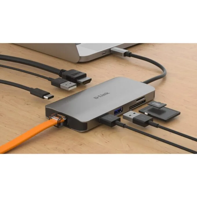 USB-C HUB 8-Port D-Link - DUB-M810 - HDMI 4K, 3x USB 3.0, SD/microSD, USB-C, Gigabit LAN, Grey — image 5
