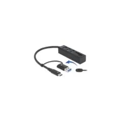 USB Hub - 3 port USB 3.2 Gen 1 Hub + SD and Micro SD card reader with USB Type-C or USB Type-A port