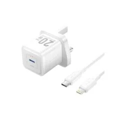Vention Charger Wall GaN 20W - FEPW0 - 1xUSBC UK+Lightning Cable White