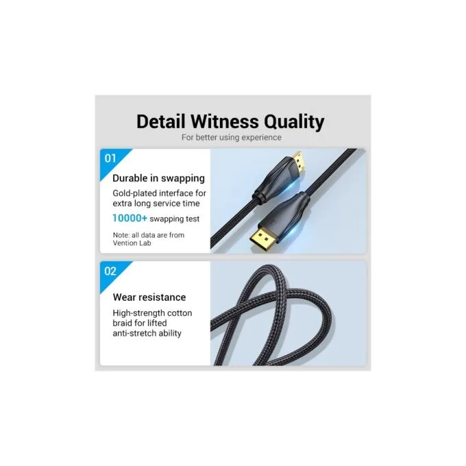 Vention DisplayPort Cable - HCCBJ - DP1.4 8K60Hz Braided 5.0m — image 11