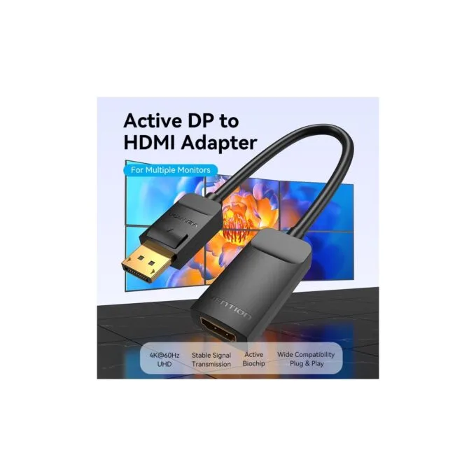 Vention DisplayPort to HDMI Adaptor - HBZBB - DisplayPort to HDMI Adaptor Male to Female 4K60Hz 0.15M — image 2