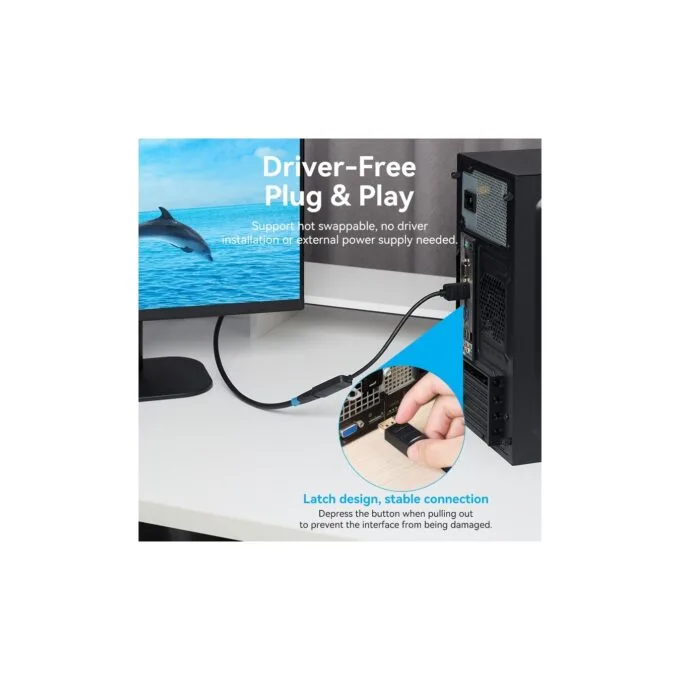 Vention DisplayPort to HDMI Adaptor - HBZBB - DisplayPort to HDMI Adaptor Male to Female 4K60Hz 0.15M — image 6