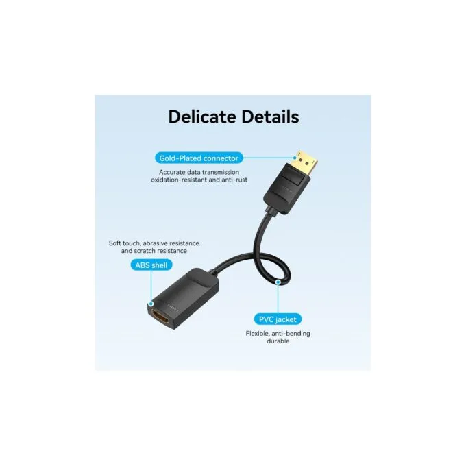 Vention DisplayPort to HDMI Adaptor - HBZBB - DisplayPort to HDMI Adaptor Male to Female 4K60Hz 0.15M — image 8
