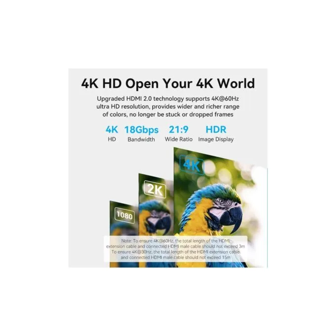 Vention HDMI Cable - AHCBF - 2.0 M-F Extension 1.0m — image 6