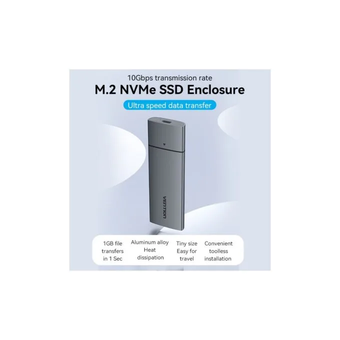 Vention M.2 NVMe SSD Enclosure - KPGH0 - USB 3.1 Gen2 10Gbps Metal — image 2