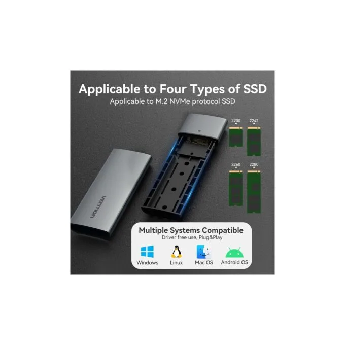 Vention M.2 NVMe SSD Enclosure - KPGH0 - USB 3.1 Gen2 10Gbps Metal — image 11