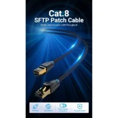 Vention Network Cable - IKGBJ - CAT8 SFTP Braided 5.0m Black