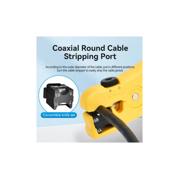 Vention NETWORK Tool Coaxial Cable Stripper - KEBY0 - Yellow — image 3