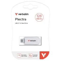 Verbatim 128GB Plectra USB-C 3.2 Gen 1 Flash Drive White - 30229