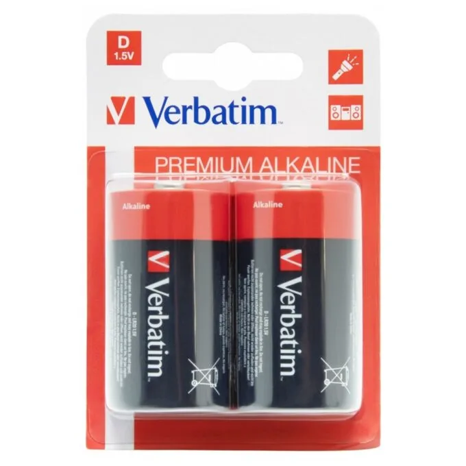 Verbatim Alkaline Batteries - D, 2pcs — image 1