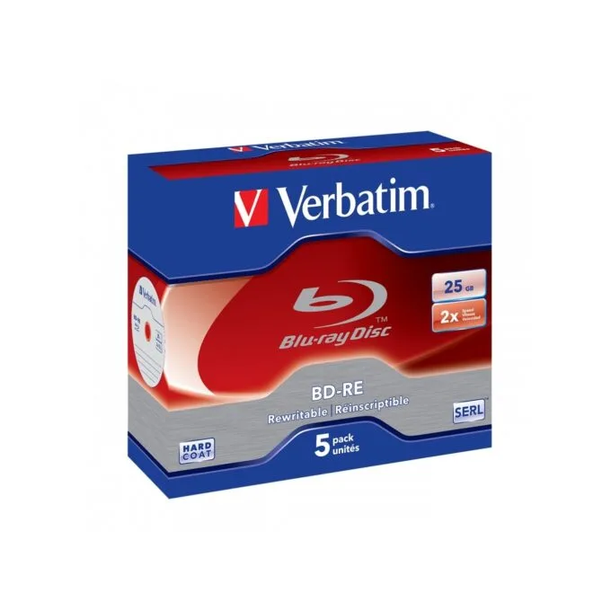 Verbatim BD-RE 25GB 2X 5-Pack Jewel Case - 43615 - Verbatim BD-RE 25GB 2X 5-Pack Jewel Case — image 1