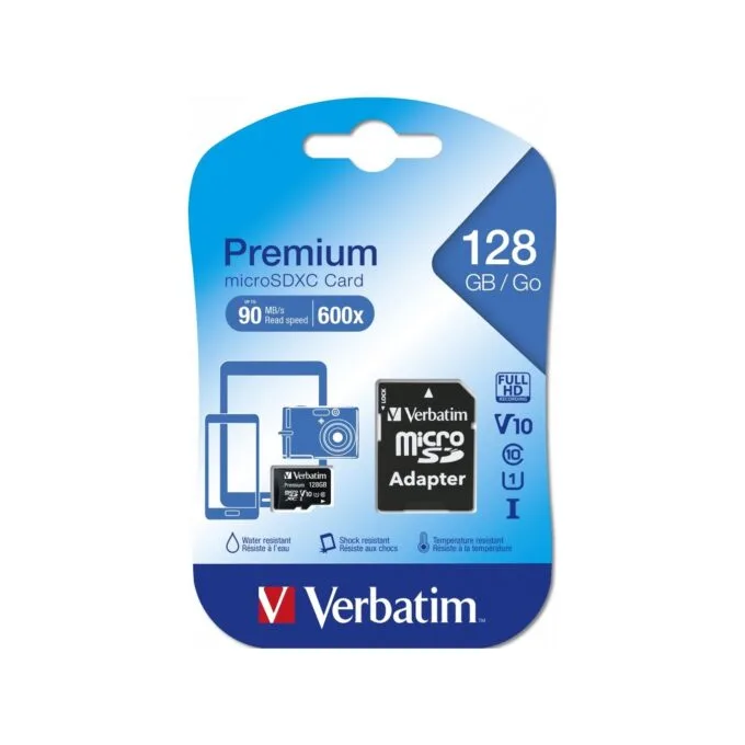 Verbatim Micro SD Card+Adapter - Class10 U1 128GB — image 1
