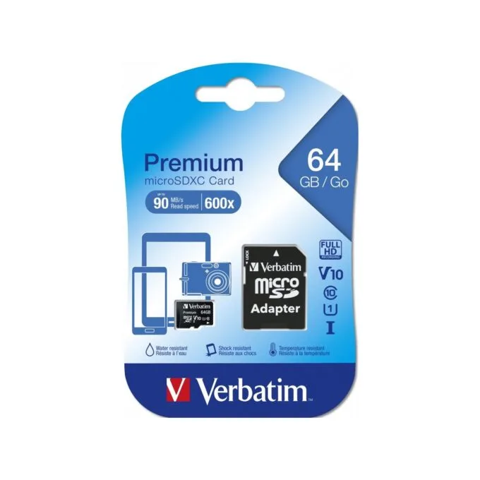 Verbatim Micro SD Card+Adapter - Class10 U1 64GB — image 1