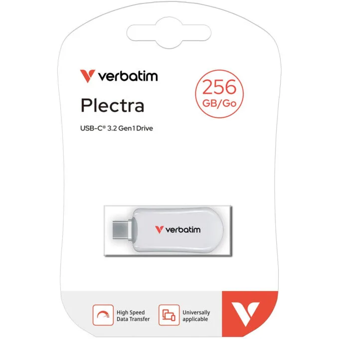 Verbatim Plectra USB-C Flash Drive 256GB - Model 30230 - White, USB 3.2 Gen1, 100MB/s — image 3