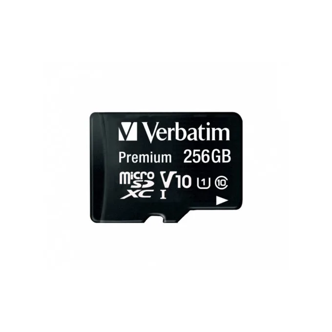 Verbatim Premium microSDXC 256GB - Class 10 UHS-I (U1), 90MB/s Read 10MB/s Write, Black — image 1