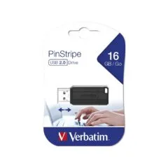 Verbatim USB Drive - Pinstripe - USB 2.0 - 16GB - Black