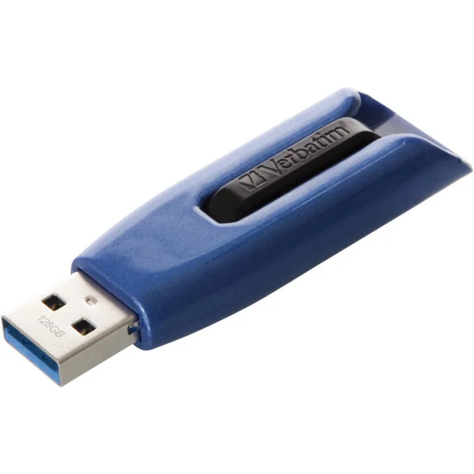 Verbatim V3 MAX USB 3.2 Gen1 Flash Drive - 128GB - Black/Blue, 175 MB/s Read — image 1