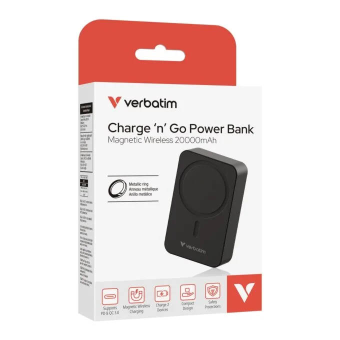 Verbatim Wireless Magnetic Powerbank - Qi2 15W + 35W Wired Charging 20000mAH Black — image 4