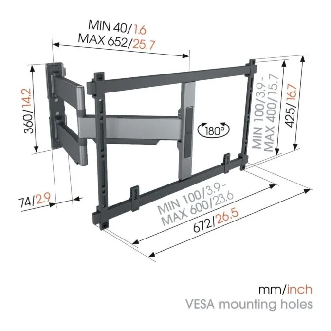 Vogels ELITE TV Wall Mount - TVM5645-G - 60x40 Turn up to 45kg Grey — image 7