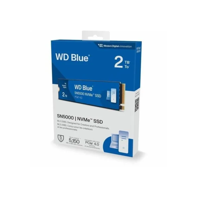 WD Blue SN5000 2TB M.2 NVMe SSD - PCIe 4.0 x4 5150 MB/s - WDS200T4B0E — image 1
