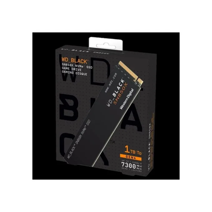 Western Digital Black SN850X 1TB M.2 2280 NVMe SSD - PCIe 4.0 x4 7300 MB/s - WDS100T2X0E — image 1