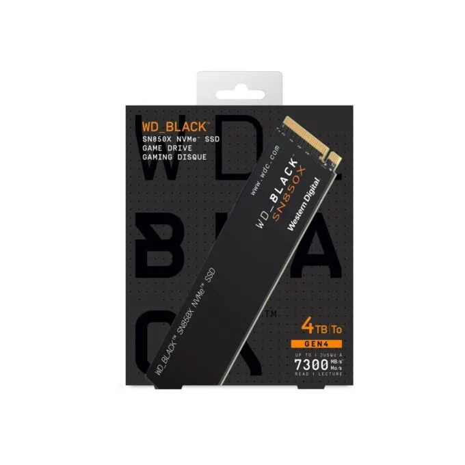 Western Digital Black SN850X 4TB M.2 NVMe SSD - PCIe 4.0 x4 7300 MB/s - WDS400T2X0E — image 1