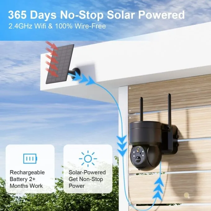 WOOX Outdoor Battery Camera 3MP PTZ with Solar Panel - R3569 - Outdoor Battery Camera 3MP PTZ with Solar Panel — image 3