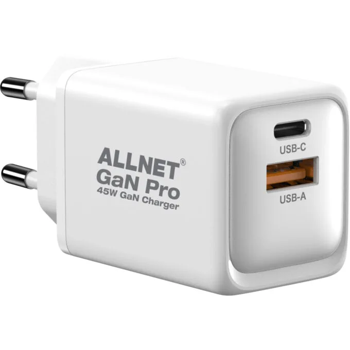 Z ALLNET Ersatznetzteil QC USB-C PD GaN Netzteil Power Supply45Watt 1x USB Typ-A QC 1x USB Typ-C EU PLUG — image 1