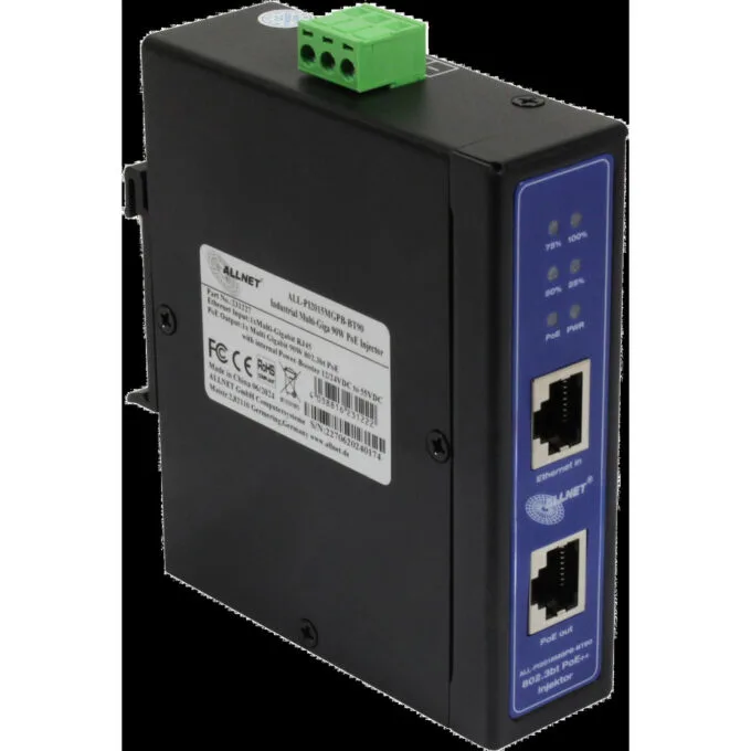 Z ALLNET PoE Injektor Industrial MultiGigabit • PoE BT mit Power-Booster (15.4W 30W 90W) • DIN •ALLNET PoE Injekt Met... — image 2