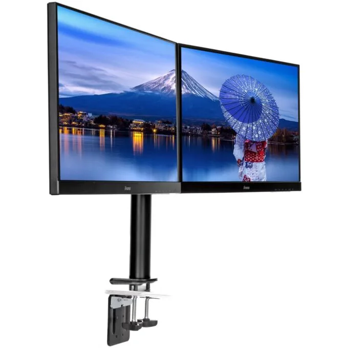 Z Iiyama DS1002C-B1 Dual Monitor Desk Clamp Arm - DS1002C-B1 - VESA 75x75 & 100x100 — image 1
