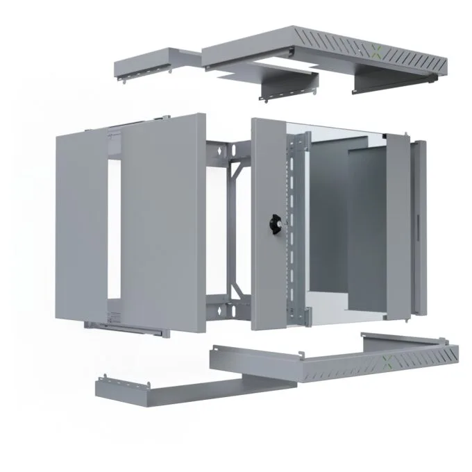 19' Wandgehäuse X-Rack mit Glastür 400-600mm 12HE grau — image 3