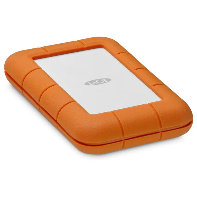 2TB LACIE RUGGED Secure USB-C USB3.1 Drop- crush- and rain-resistant for all-terrain use orange — image 1