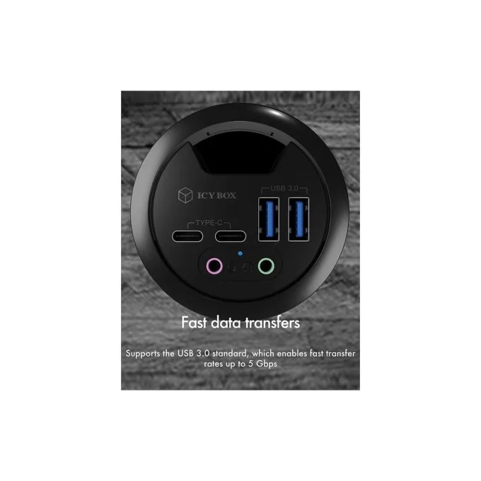 4-Port IcyBox USB 3.0 IB-HUB1403B Tischeinbau — image 2