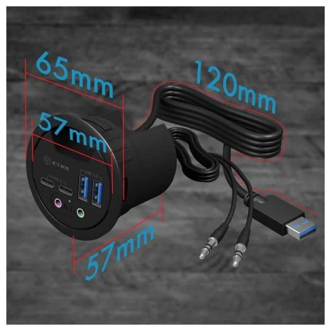 4-Port IcyBox USB 3.0 IB-HUB1403B Tischeinbau — image 5