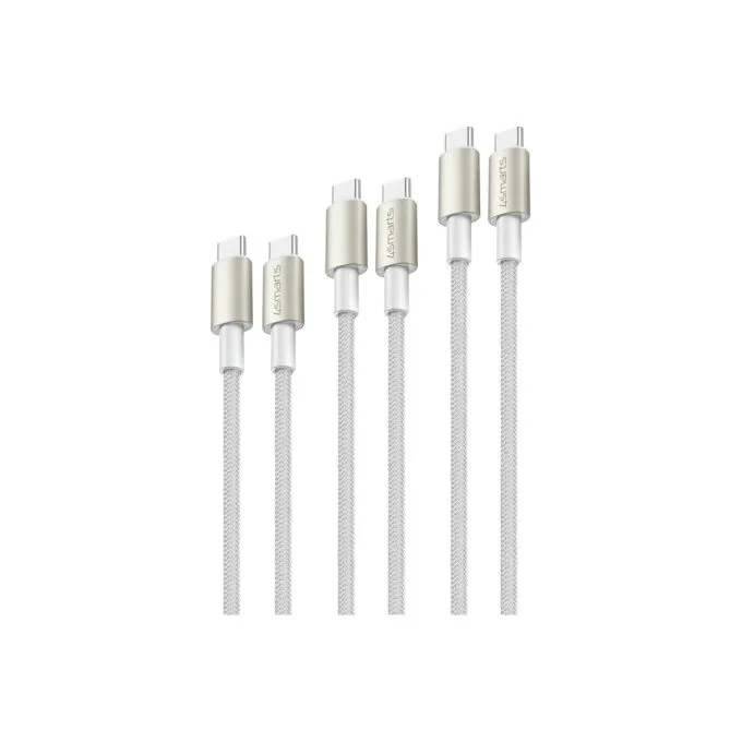 4smarts USB-C auf USB-C Kabel PremiumCord 60W 3erSet wei silb — image 1