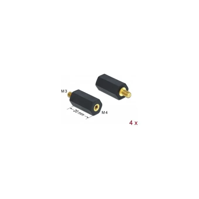 Abstandshalter M4 x M3. Sechskant. Innen Außen. 20 mm schwarz 4 Stück — image 1