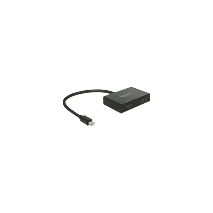 Adapter DeLock 1.2 Splitter 1x mini DP in 2x HDMI out black — image 1