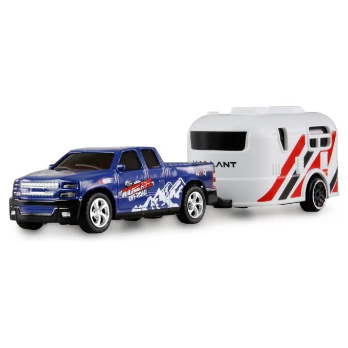 Amewi RC Pickup Die Cast mit Wohnwagen 1:64 RTR blau 6+ — image 1